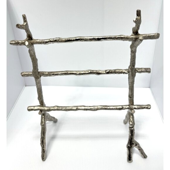 Silver Branch Tree Jewelry Stand 3 Bars Bracelets Rings Organizer Display Rack - Picture 8 of 9